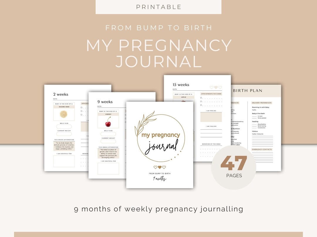 Pregnancy Journal for New Moms - Weekly Affirmations and Journaling - Digital Printable Copy - Etsy