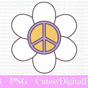 Flower Peace Sign Svg, Peace Svg, Sunflower Svg, Flower Peace Sign Files For Cricut, Instant download, Peace png, Flower Peace Sign Png