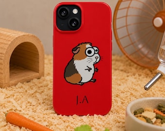 Personalized Guinea Pig iPhone Case, Funny Cavy Custom Initial Cover