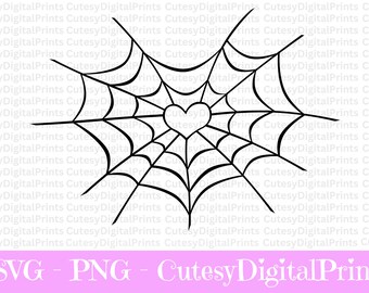 Heart Spiderweb SVG, Halloween Cobweb Cut File (Digital Download)