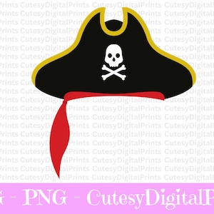 Pirate Hat SVG, Kids Pirate Hat SVG, Birthday Pirate SVG, Cute Pirate Svg, Pirate Svg, Pirate Hat Clipart, Pirate Hat Cut File, Silhouette