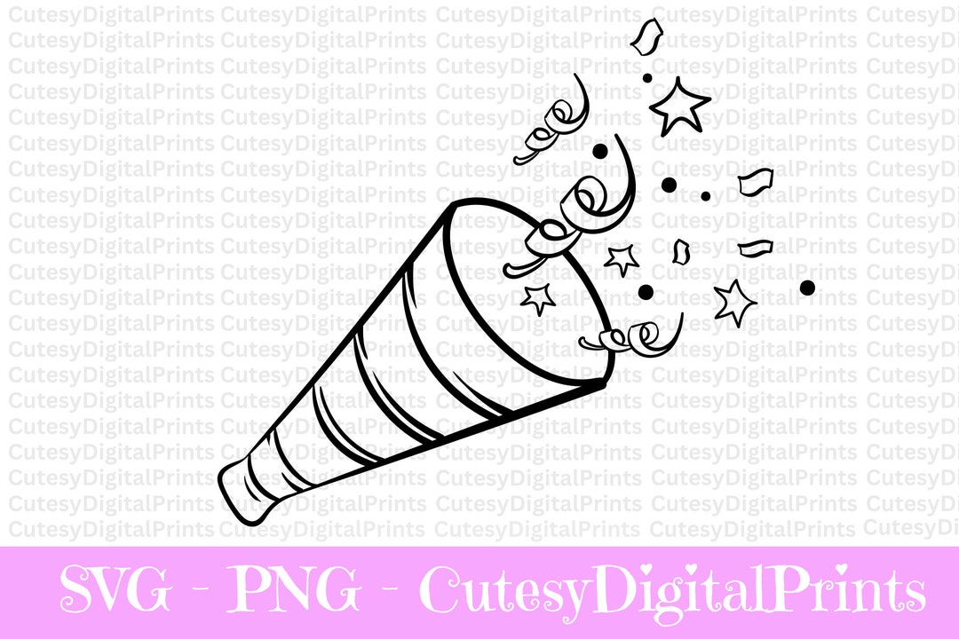 Party Popper SVG, Confetti Popper Silhouette, Party Popper Clipart
