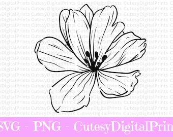 Wildflower Sketch SVG, Floral Outline Cut Files (Digital Print)