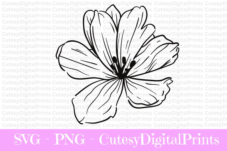 Flower Sketch Svg, Flower Outline Svg, Wildflower Svg, Flowers and
