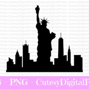 New York Skyline SVG, NYC skyline SVG Clipart, New York City Svg, célèbre City Skyline svg, Clip Art Statue liberty, Cricut, Silhouette, Png