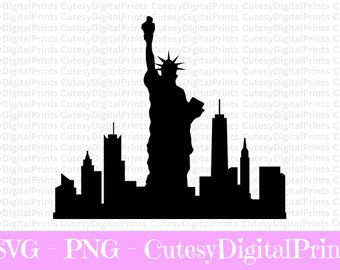 New York Skyline SVG, NYC Silhouette, Statue of Liberty (Digital Download)