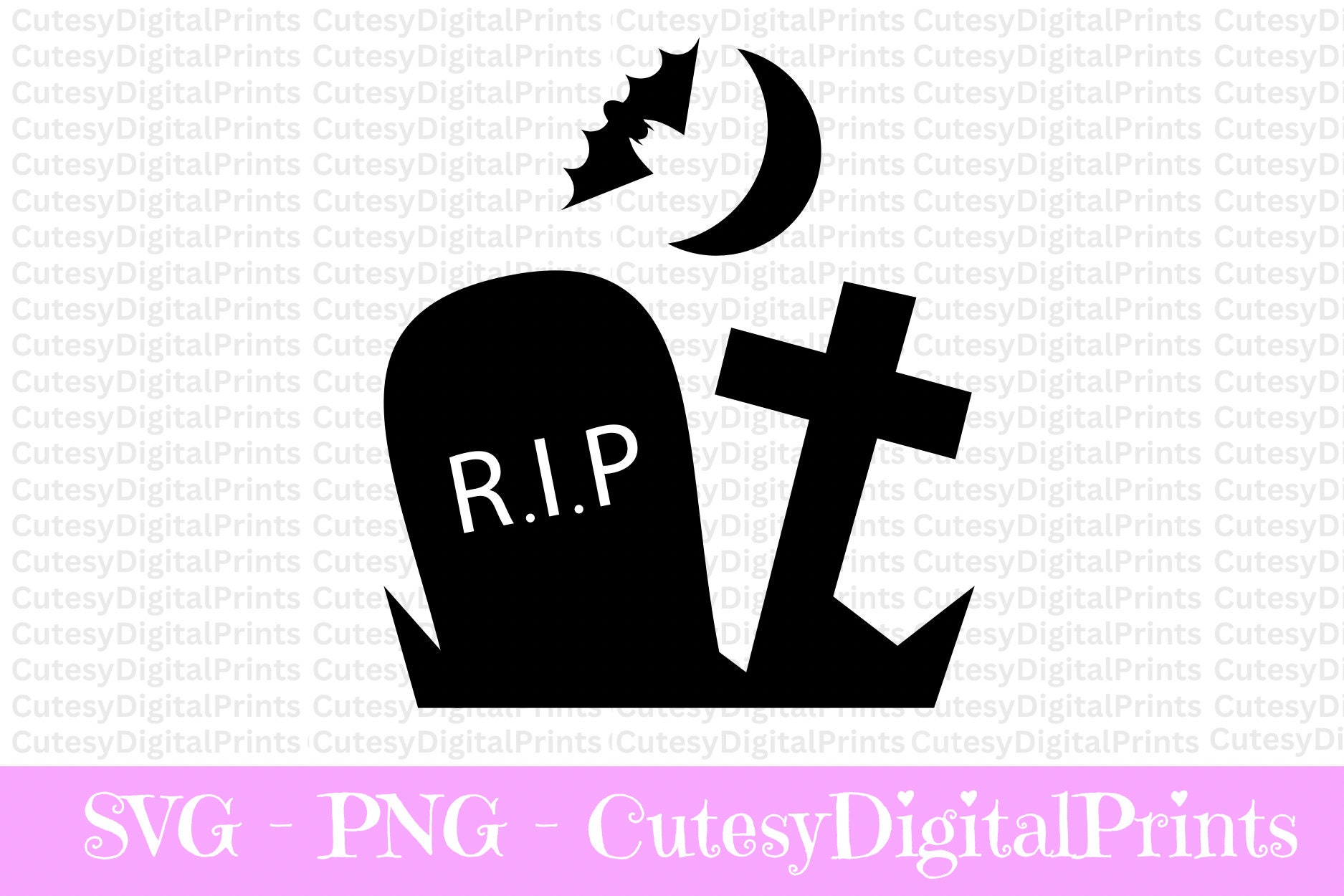 Halloween Tombstone R.I.P with Skulls Design SVG PNG Files, Cricut,  Silhouette Studio, Digital Cut Files Waterslides