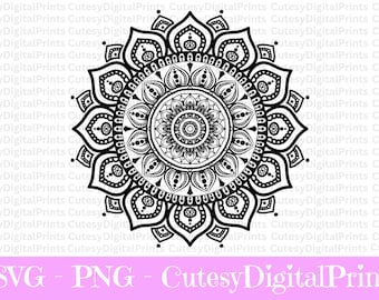 Mandala Flower SVG, PNG, Trendy Design (Digital Download)