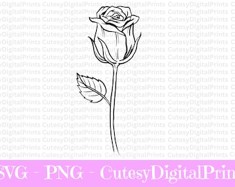 Rose Silhouette SVG, Flower Vector Cut File (Digital Download)