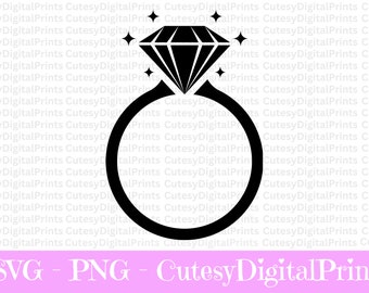 Diamond Ring SVG, Wedding Clipart (Digital Download)