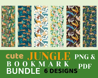 Jungle Animals Bookmark | 6 Cute Designs, Printable PDF & PNG