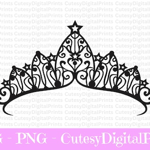 Tiara SVG Files, Crown SVG Cut Files, Royal Crown Silhouette Vector Files, Tiara Silhouette Vector, Crown Clip Art, Cut Files For Cricut