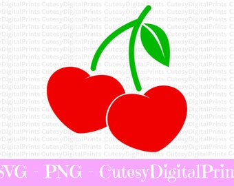 Cherry Heart SVG PNG, Cricut Cut File (Digital Download)