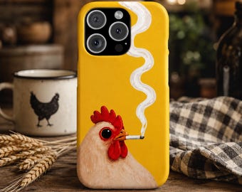 Funny Chicken iPhone Case, Painterly Rooster Farm Animal Art Cover