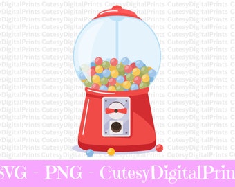 Gumball Machine Clipart, Vector SVG, PNG (Digital Download)