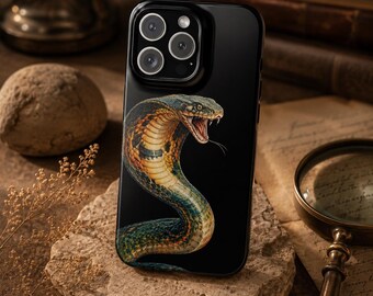 Realistic Cobra Snake iPhone Case, Dark Gothic Reptile Art Cover