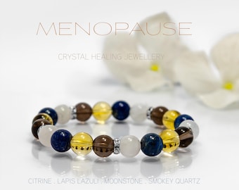 Pulsera de curación con cristales para la menopausia: ayuda con la menopausia, apoyo para la menopausia, regalo para la menopausia, síntomas de la menopausia, piedras preciosas de cristal