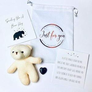 Invia un abbraccio - Pocket Bear Hug - Pubblica un abbraccio - Pensando al tuo regalo - Regalo di supporto - Con cuore di pietra preziosa ametista