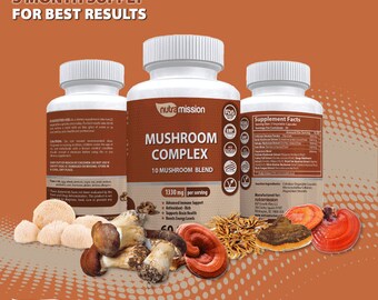 Mushroom Complex Supplement 1330mg - 10 Mushrooms Blend