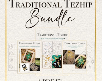 Traditional Tezhip Design Bundle of 4 PDF Files with clear instructions to follow