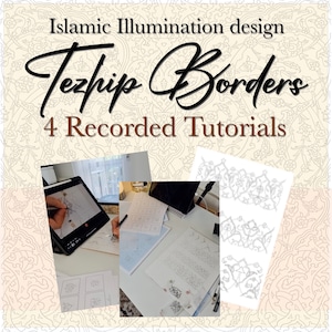 Aufgezeichnetes Tutorial, 3 Tezhip Bordüren mit Rumi Motiven, Traditionelle Islamische Buchmalerei