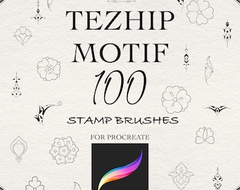 100 Procreate Stamp Brushes for Tezhip Illustrations
