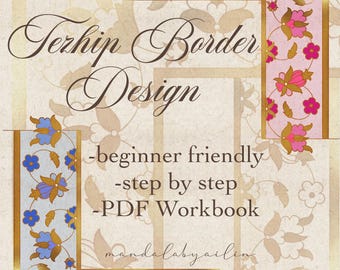 Tezhip Border Design: 2 Workbooks Digital Download –  Stepbystep Workbook & Grid Guide (30+8 pages)