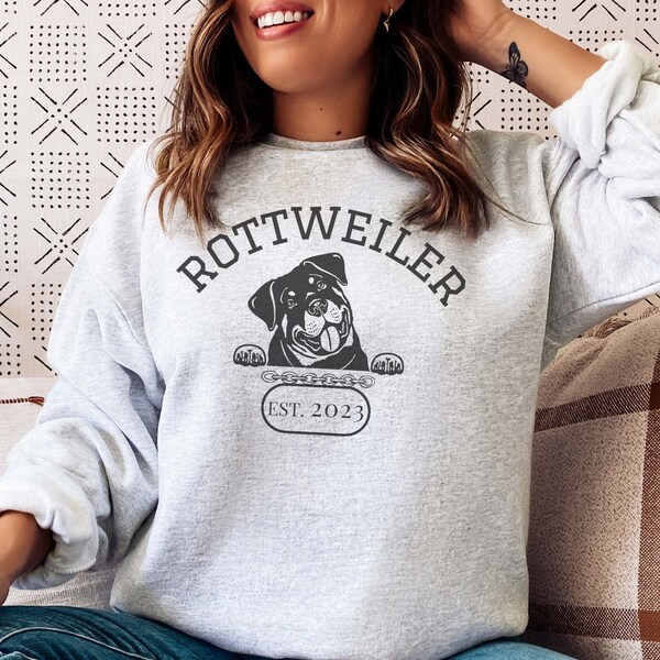 Sweat-shirt Rottweiler Mom - T-shirt Manches Longues Pour Amoureux Des Chiens (marques Gildan/Port)