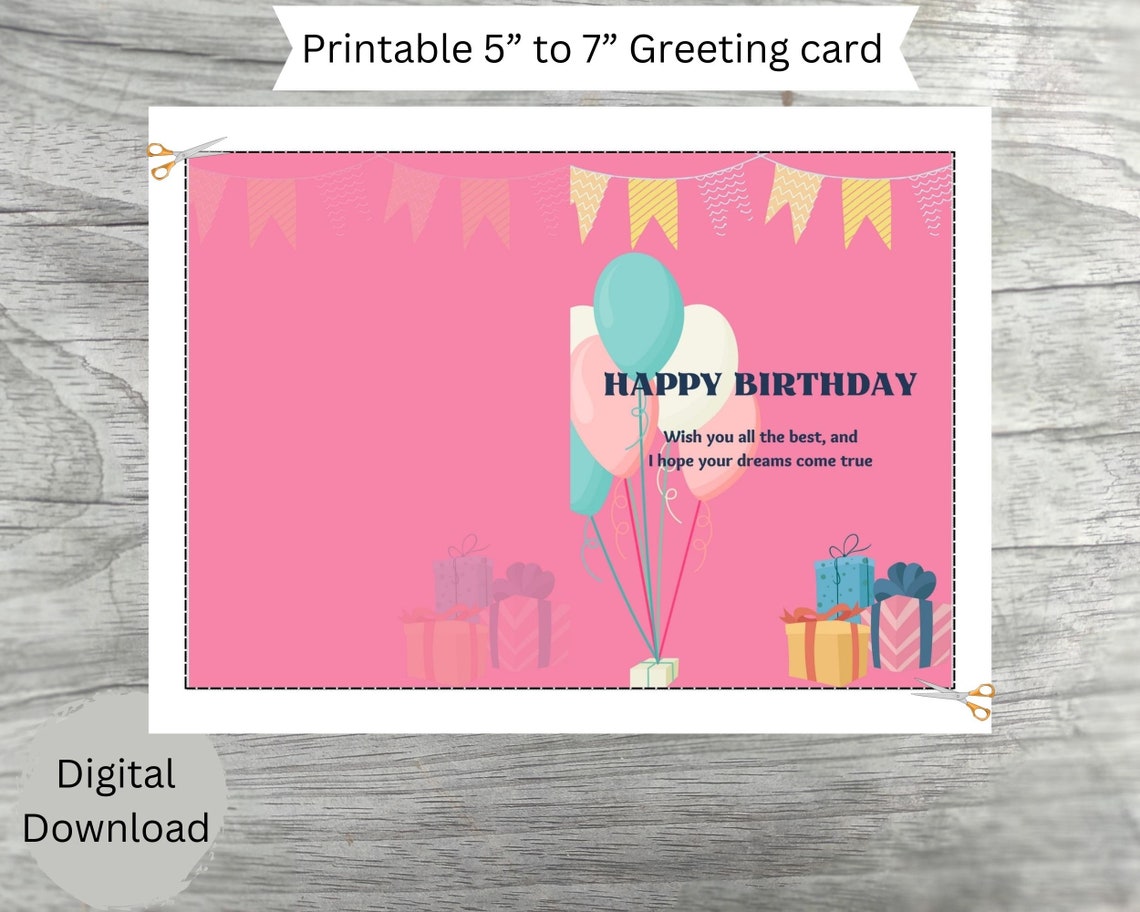 Printable Birthday Card. Birthday Card Printable. Digital Birthday ...