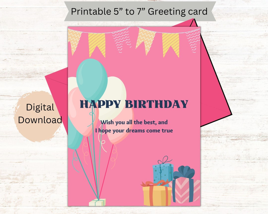 Printable Birthday Card. Birthday Card Printable. Digital Birthday