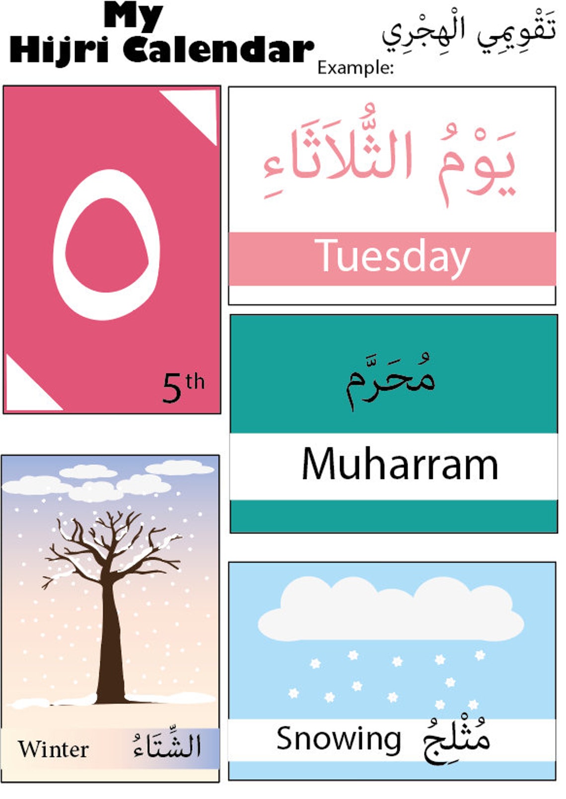 My Hijri Calendar Flashcards Set. Children's Cards. Learn Arabic for ...