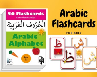 Arabic Alphabet Flashcards for kids. Arabic language learning and teaching, English and Arabic cards, تعلم العربية , الحروف العربية.