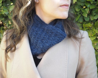 Soft alpaca cowl / neck warmer / scarf dark blue