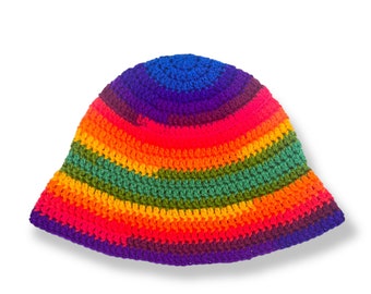 The Colorado Bucket Hat, Multicolor Crochet Bucket Hat, Handmade Bucket Hat, Adult Small, Rainbow Bucket Hat, Crochet Hat, Summer Hat