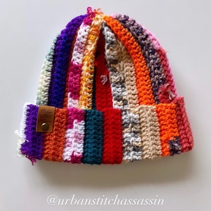 Colorful Cotton Beanie, Unisex Stripes Hat, Funky Crochet