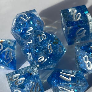7-Piece TTRPG Dice Set - Sky Glitter