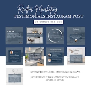 Client Testimonial Post Navy Blue Makler Instagram Post Real Estate Client Bewertungsvorlagen Social Media Post Real Estate Post