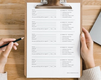 Editable Open House Sign In Sheet: Real Estate Marketing (Canva, Instant Download)
