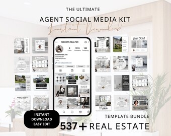 Real Estate Instagram Templates: Realtor Marketing Bundle (Canva Editable)