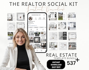 Real Estate Social Media Templates: Realtor Instagram Posts & Story Highlights (Canva Digital Download)