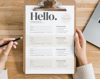Editable Open House Sign-In Sheet: Real Estate Marketing (Canva, Instant Download)