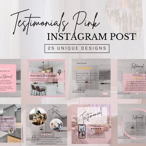 Pink Client Testimonial Instagram Posts Social Media Post Kundenbewertung Pink Real Estate Marketing Kundenbewertung Canva Template