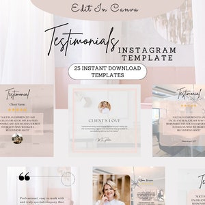 25 Pink Klient Testimonial Instagram Posts Kundenrezension Canva Post