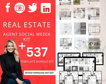 Realtor Social Media Templates: Instagram Posts, Stories & Highlight Icons (Digital Download)