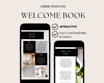 Modern Digital Welcome Book Airbnb Canva Digital Welcome Guide Template for Cottage Cabin Beach House Manual Vrbo, Vacation Rental Template