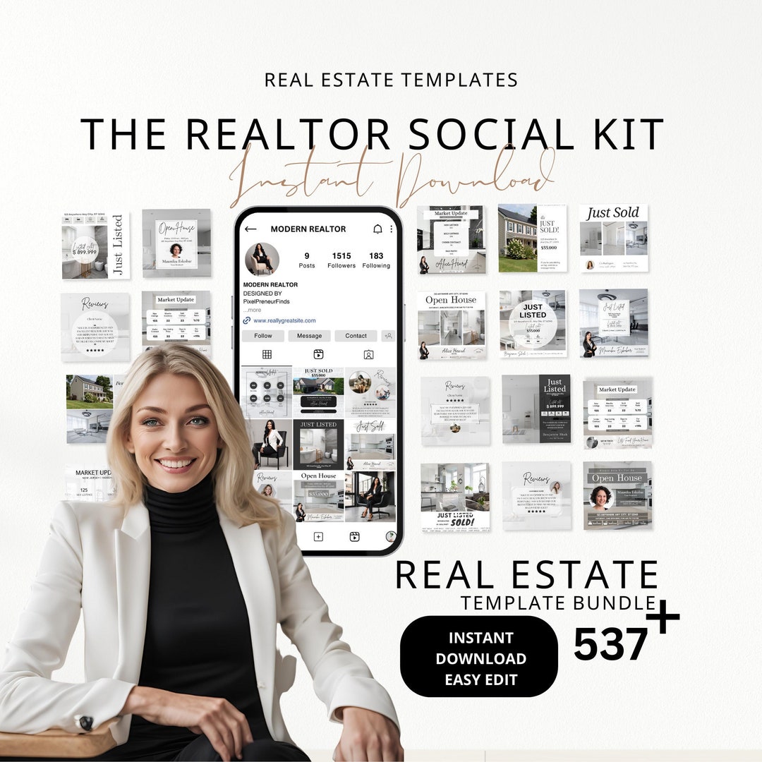 Real Estate Social Media Templates: Realtor Instagram Posts & Story ...