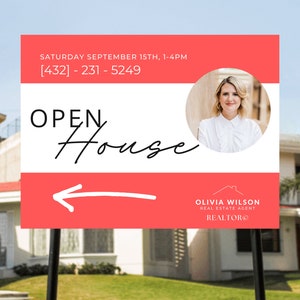 Open House Yard Sign Digital Agent Realtor Open House Sign Real Estate Agent Marketing Yard Sign Realtor Yard Sign Instant Download