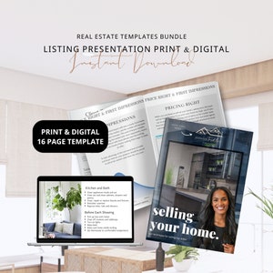 Real Estate Listing Presentation Print and Digital Real Estate Marketing Home Seller Guide Listing Packet CMA Packet Prelisting Packet Canva