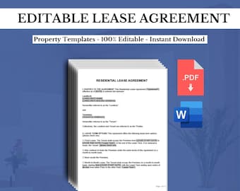 Editable Rental Agreement Template: Landlord Lease Contract (PDF, Word)