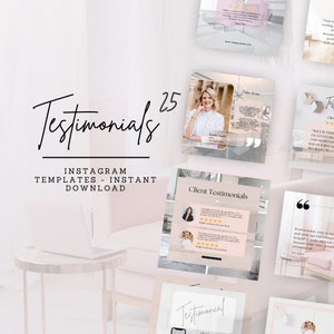 25 Kunden Testimonial Pink Instagram Posts Social Media Post Kundenbewertung Pink Real Estate Marketing Kundenbewertung Canva Post